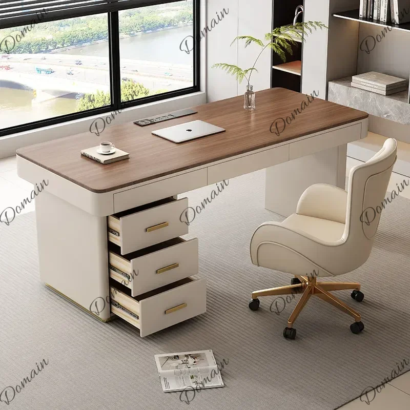 XX Italian Light Luxury Walnut Color Office Table Computer Desk Room Desks Room Offices Office Desks And Workstations Furniture