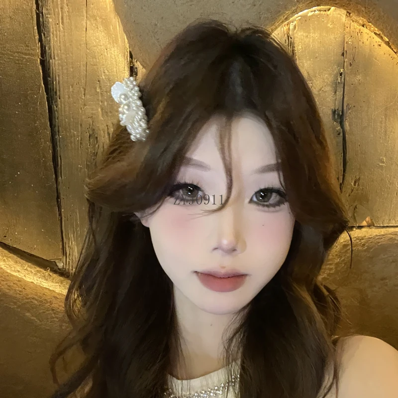 Épingle à cheveux Vintage en perles, industrie lourde, sens Premium, tempérament de célébrité, frange, Clip de bord