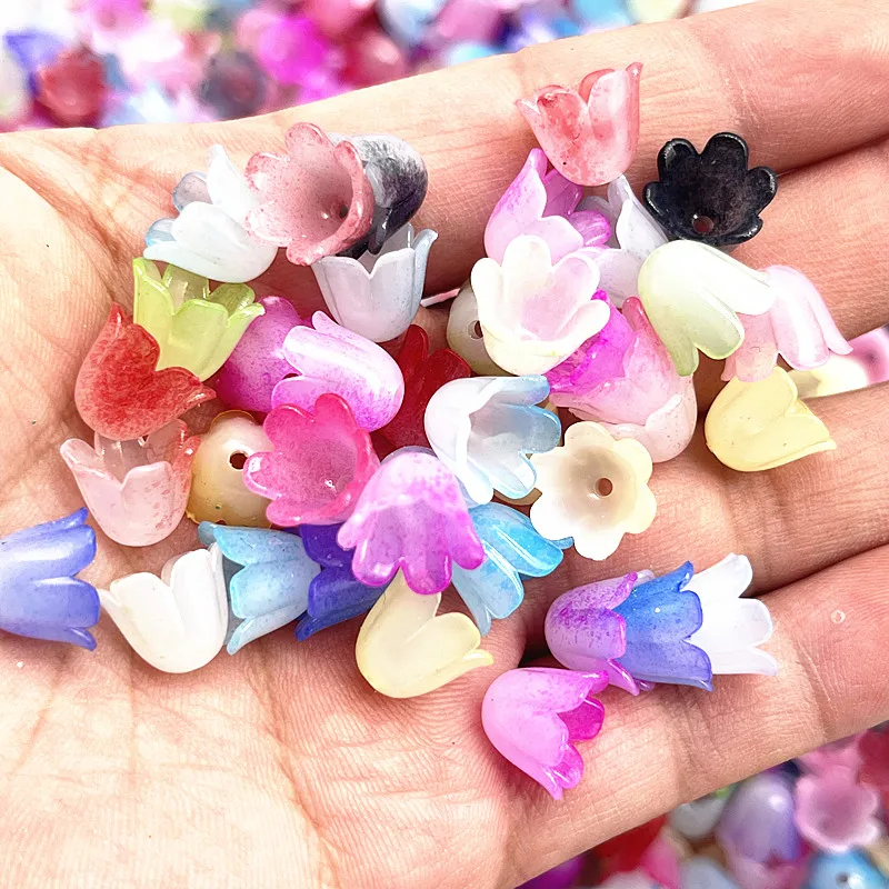 New 50pcs10x11mm Acrylic Convallaria Majalis Beads Caps Jewelry Findings Charms Bracelets Spacer Beads for Jewelry Making