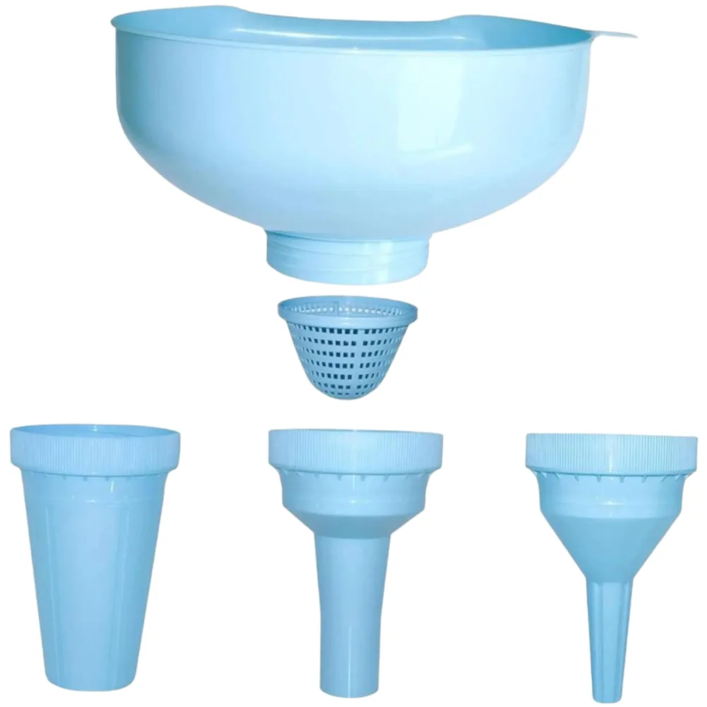 5 In 1 Plastic Kitchen Funnel Set Large-diameter Funnel With Filter Mesh Practical Kitchen Supplies For Transferring Liquids