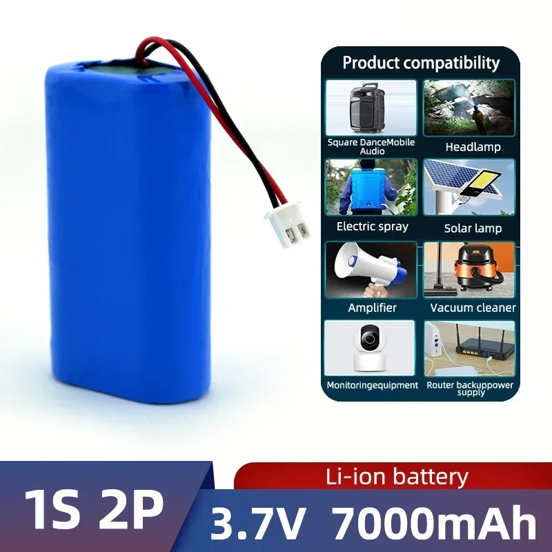 

1s2p 3.7V 7000mAh lithium-ion battery 3.7V high-quality high energy density, high discharge ratebattery pack 18650 battery