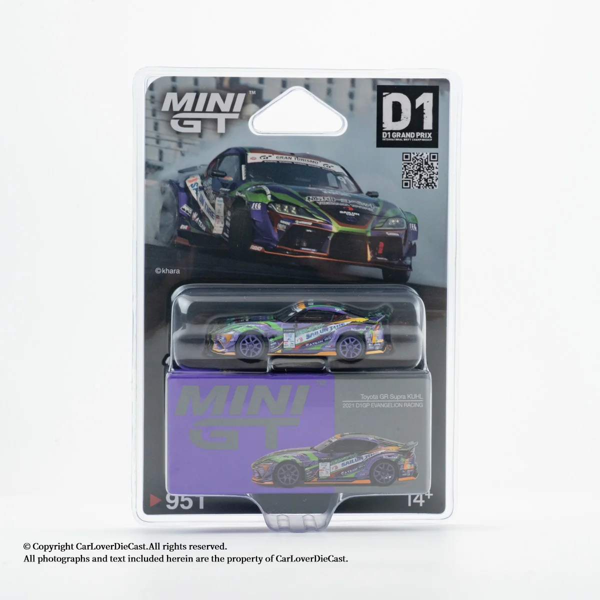 MINIGT 1:64 Toyota GR Supra KUHL 2021 D1GP EVANGELION RACING (Plastic Blister Packaging) MGT00951-BL Car Alloy Diecast Model