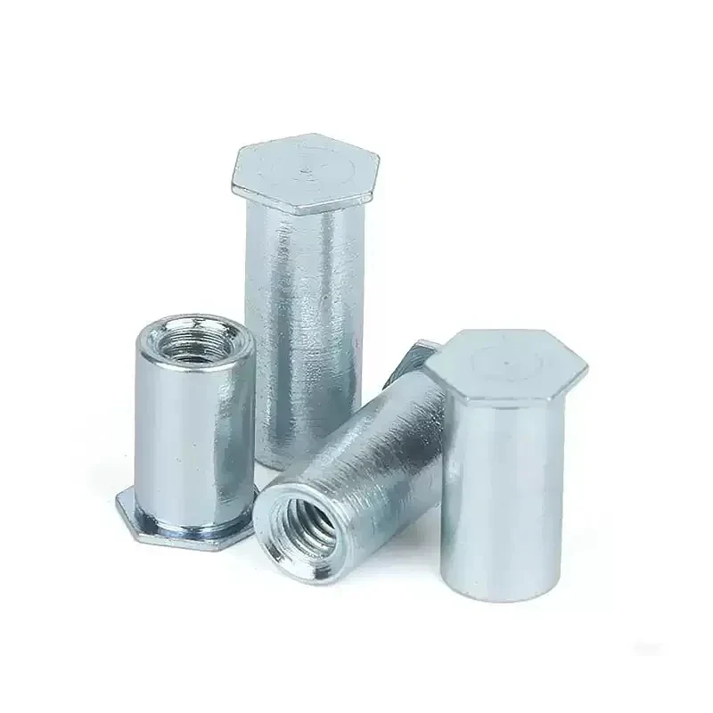M4 M5 M6 M8 Column Pressure Riveting Nut Blue Zinc Carbon Steel Hexagonal Blind Hole Pressure Riveting Stud Fastener