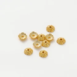 20Pcs 14K/18K Gold Color Plated Brass 7mm Flowers Shape Cap Bead Caps for DIY Bead Bracelet Necklace Jewelry Making Supplies