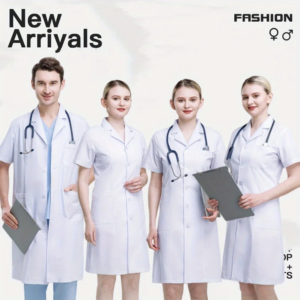 

Women's Short-Sleeved White Coat Uniform - Work Jacket for Office Service Jobs