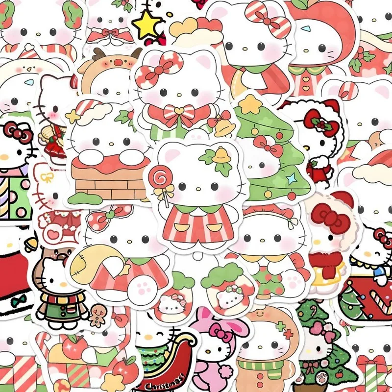 61PCS Sanrio Cartoon Cute Christmas HelloKitty Stickers Cell Phone Case Water Cup Luggage Guitar Decoration Stickers Wholesale