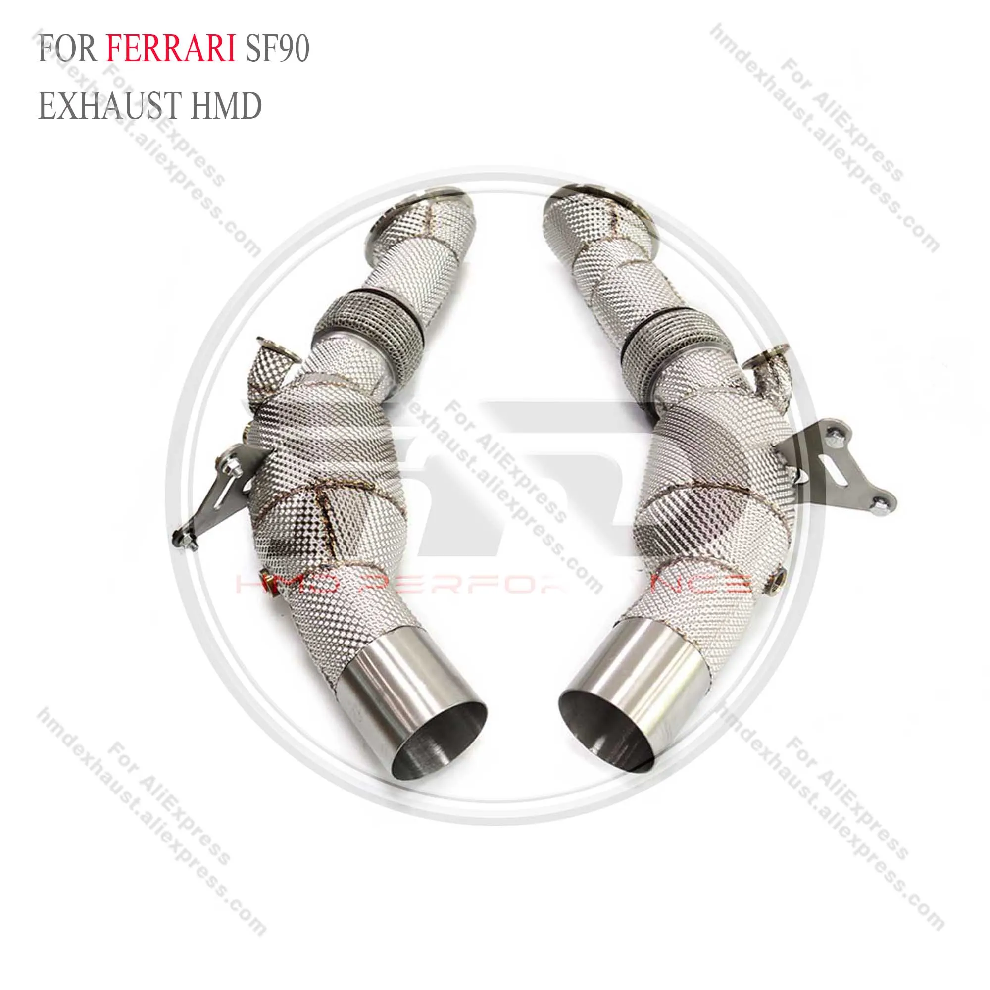 HMD factory Exhaust System High Flow Performance Downpipe for Ferrari SF90 2019+ With Heat Shield Racing Pipe