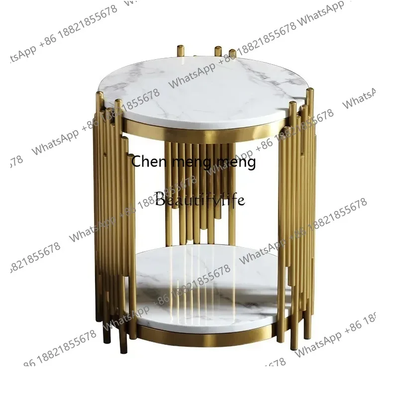 Neue stil Nordic wohnzimmer doppel-schicht gehärtetem glas kaffee tisch modische schmiedeeisen runde rand tisch s8350