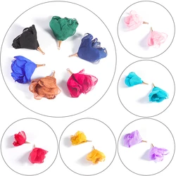 10Pcs Mesh Flower Shape Earrings Charms Fabric Silk Satin Tassel Pendant Accessories Handmade DIY Girl Jewelry Making Components
