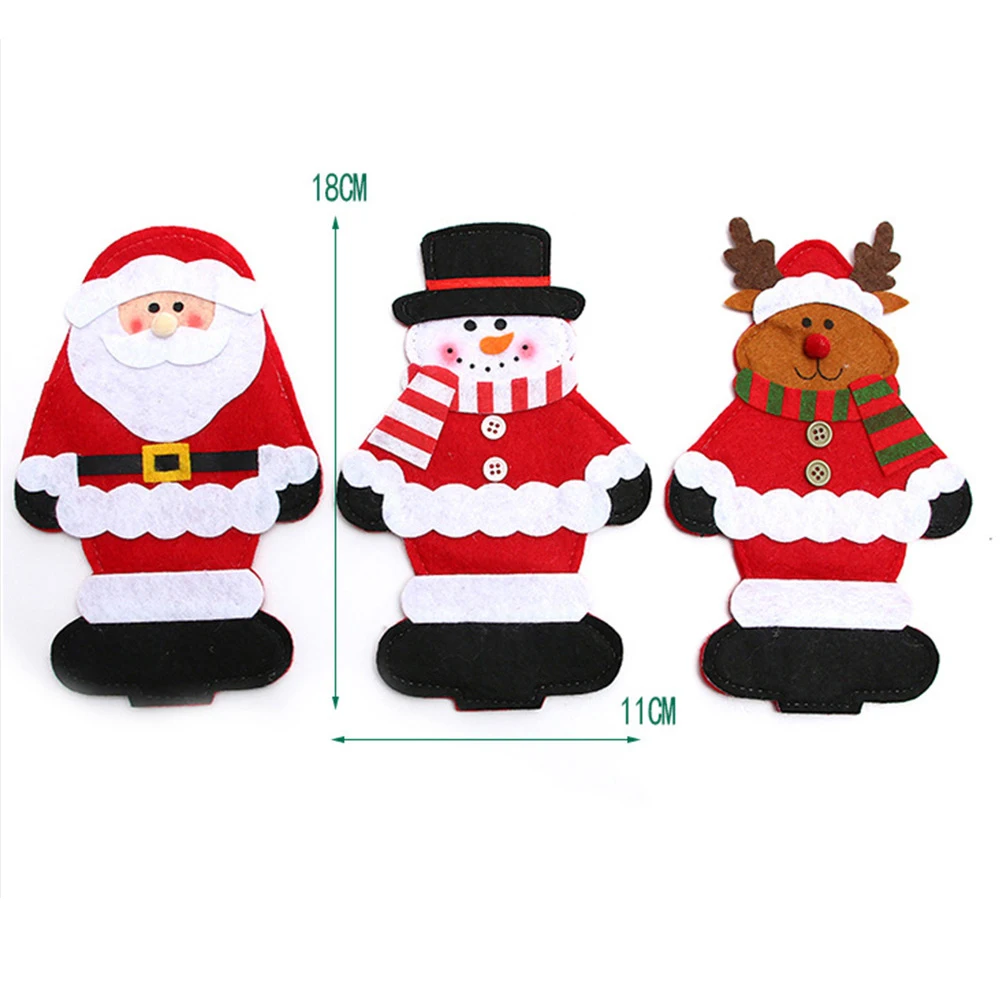 

6 Pcs Christmas Knife and Fork Bag Set Snowman Home Cutlery Holder Cutter