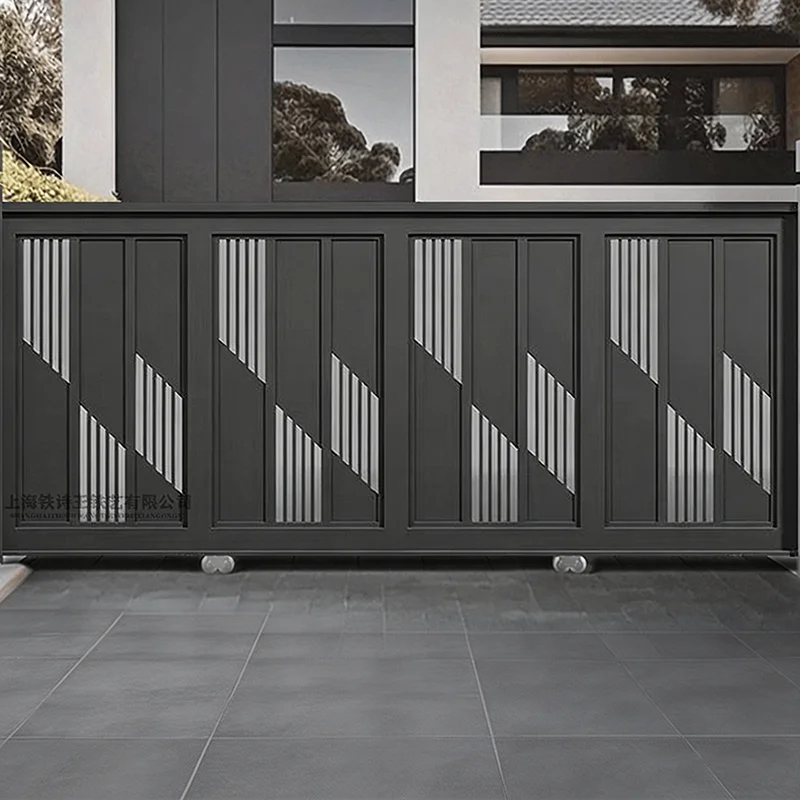 Luxury Aluminum Driveway Gate for Villa Courtyard Automatic Electric Sliding Folding Security Entrance Rustproof Aluminum Alloy