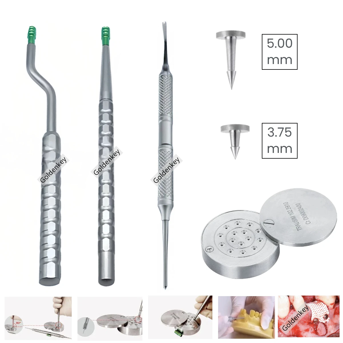 Dental GBR Bone Tack Membrane Fixation Tac Kit Titanium Driver Pin Case Alloy Fixation Stabilization Flat Headed Nail 3.75mm 5mm