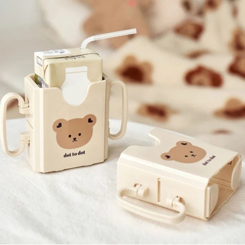 Carton Cup Milk Holder Adjustable Plastic Baby Toddler Juice Box Drinking Anti-Squeeze Cup Holder Adjustable Milk Cup Holder