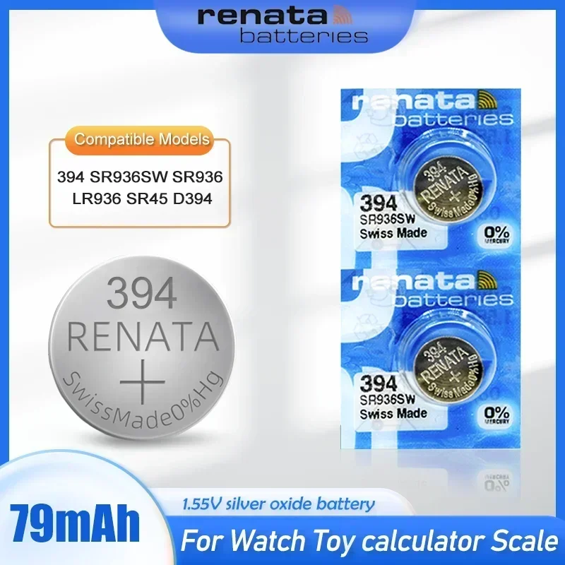 1-10PCS New Renata 394 SR936SW AG9 LR936 1.55V Silver Oxide Battery For Watch Toy Calculator Button Coin Cell Swiss Made