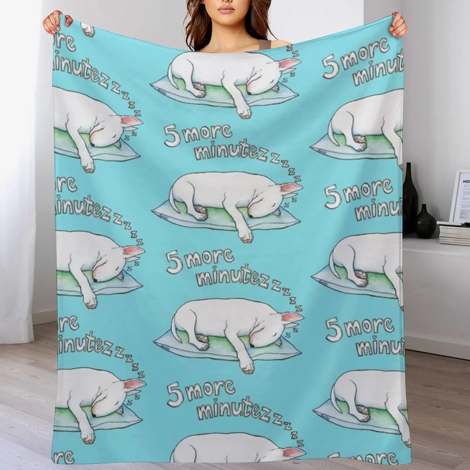 

New Bull Terrier sleeping 5 more minutes Throw Blanket Thins Fashion Sofas Furry Blankets For Sofas Blankets