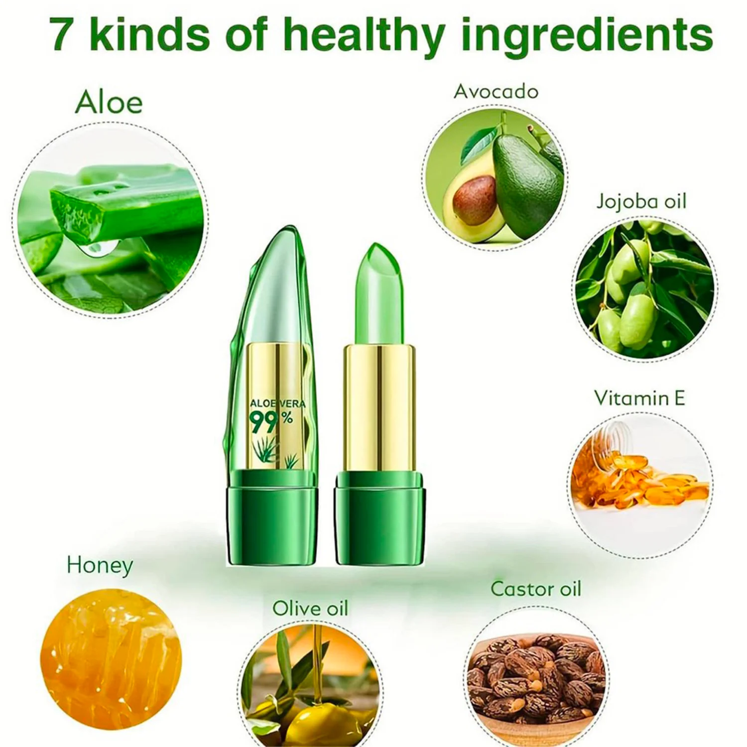 أحمر شفاه متغير الألوة فيرا - مرطب، يدوم طويلاً، ملمس ناعم، غير مزعج، معتمد، مرطب للشفاه