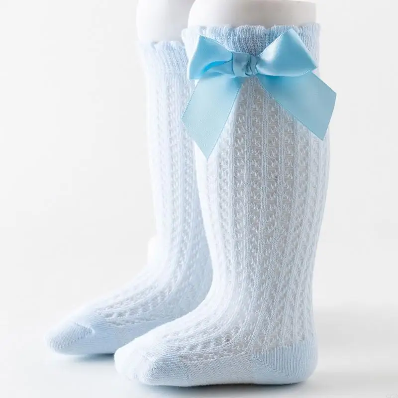 Q22D Child Knee-High Socks Bowknot Socks Universal Baby Girls Cotton Socks