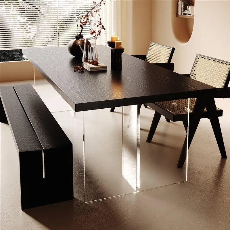 Nordic Solid Wood Acrylic Floating Table Italian Minimalist High-grade Living Room Office Desk Creative Home Furniture FYFD