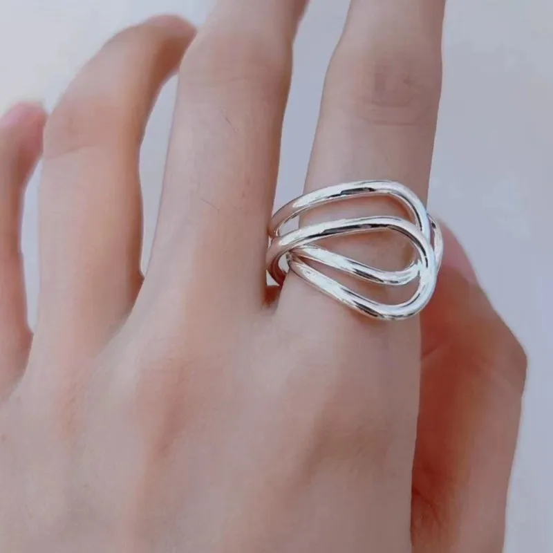 VENTFILLE 925 Sterling Silver Ring for Women Multilayer Line Exaggerate Punk Hiphop Jewelry Birthday Party Gift Dropshipping