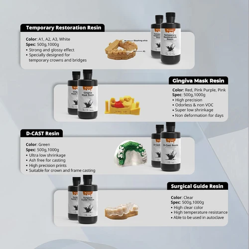 Imagen 2 del producto Líquido de resina para impresora Dental 3D, alto para modelo/ortho/máscara de Gingiva/modelo Dental temporal, impresora restauradora de resina de precisión 405nm