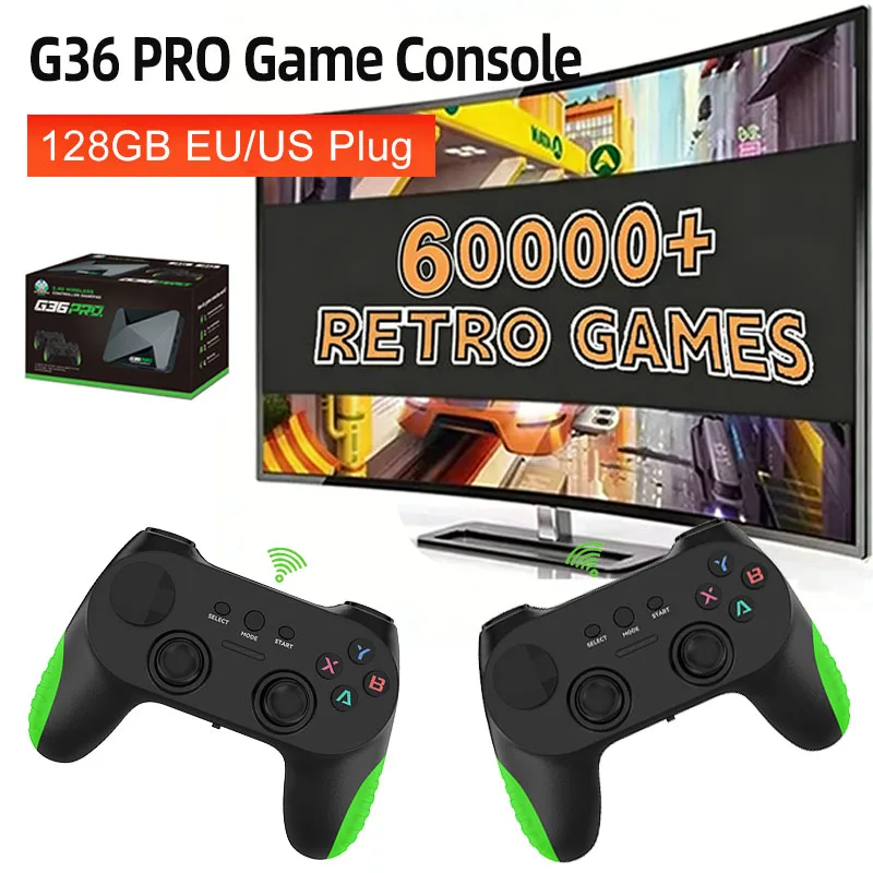 

128GB Super Console G36 Pro 4K Video TV Game Console US/EU 50000+ Classic Arcade Games with Wireless Gamepads HD Two-player