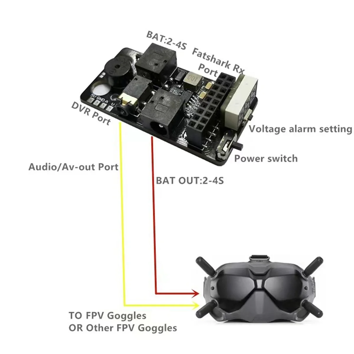 Para dji fpv óculos v2 vôo analógico externo 5.8g rx porto 3.0 kit módulo receptor para leve 5v 3a óculos de vôo