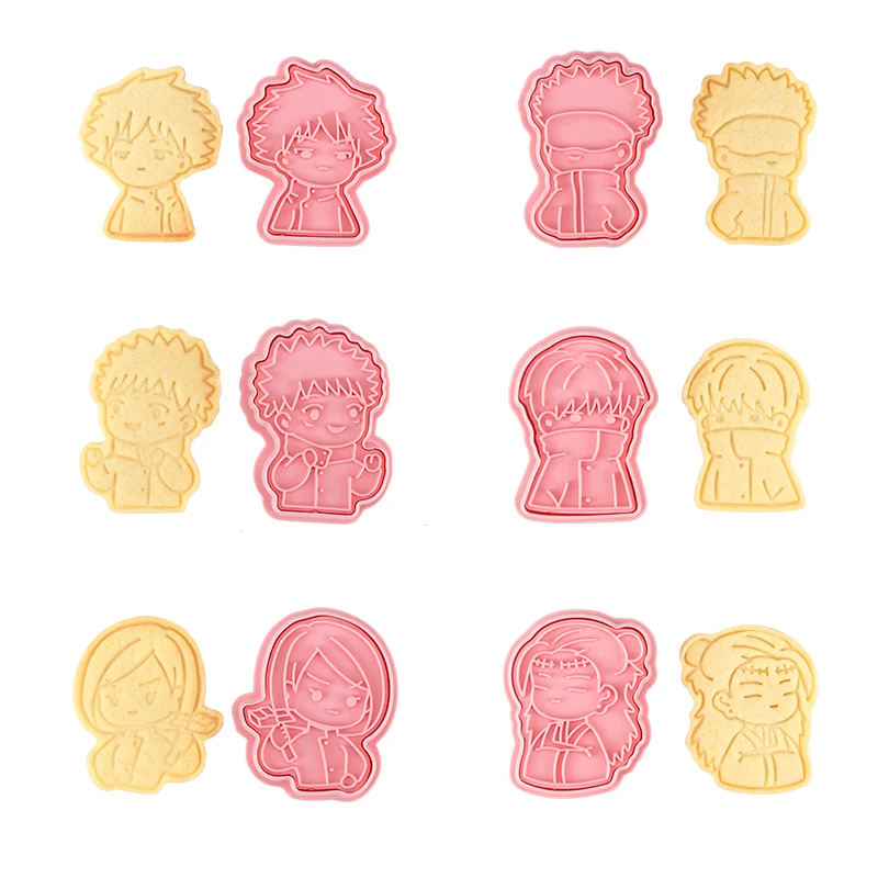 6pcs Anime Jujutsu Kaisen Cookie Cutters Set Baking 3D Press Stamp Embosser Biscuit Mold Cookie Stamp Cutter Cake DIY Mold