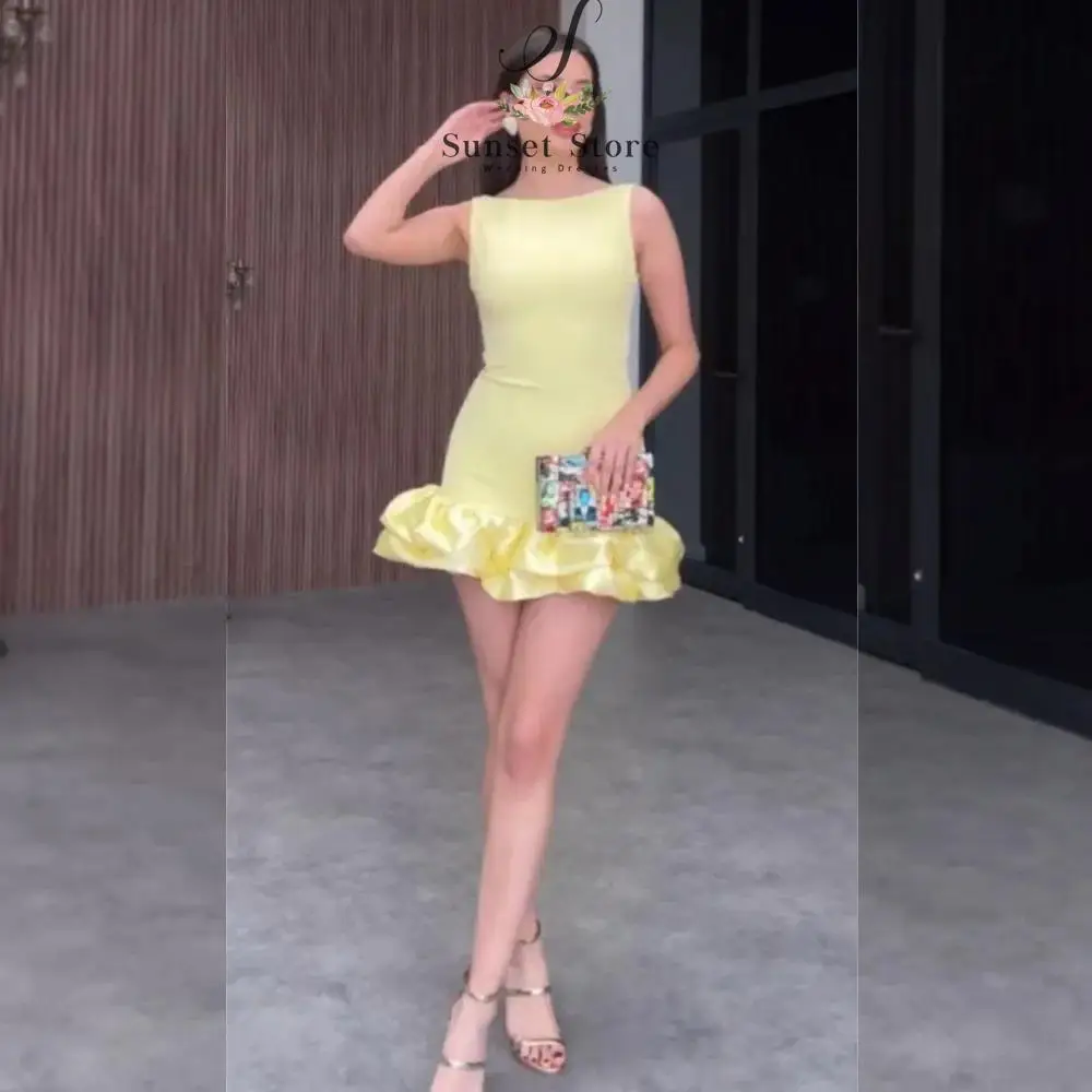 Customized  A-line O-Neck Mini Dresses Bespoke Occasion Party Evening Simple Modern Style Elegant