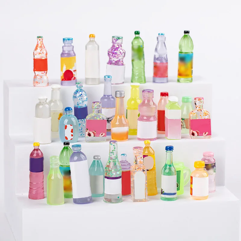 Mini Beverage Bottle Resin Dollhouse Miniatures Items Party Bag Fillers Kids Wedding Gift for Guests Wholesale Toys Supplies