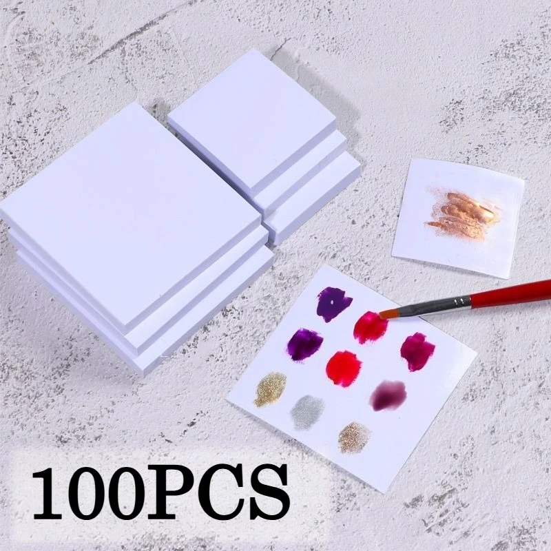 100-Sheet Nail Art Palette Paper 3x3 Inch Thick Tear-Resistant Swatch Cards Dual-Sided Waterproof Mixing Pad for Gel Polish P...