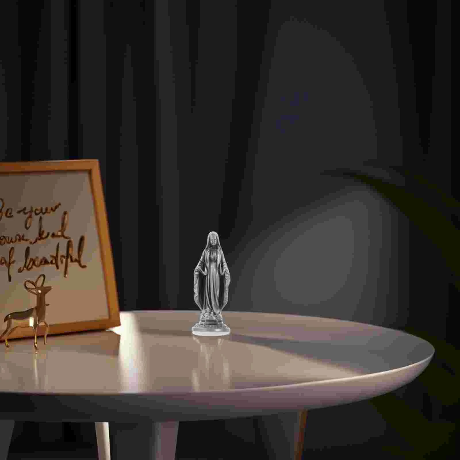 

Vintage Decor Virgin Mary Statue Mini Maria Figure Car Accessories Alloy Rear Silver