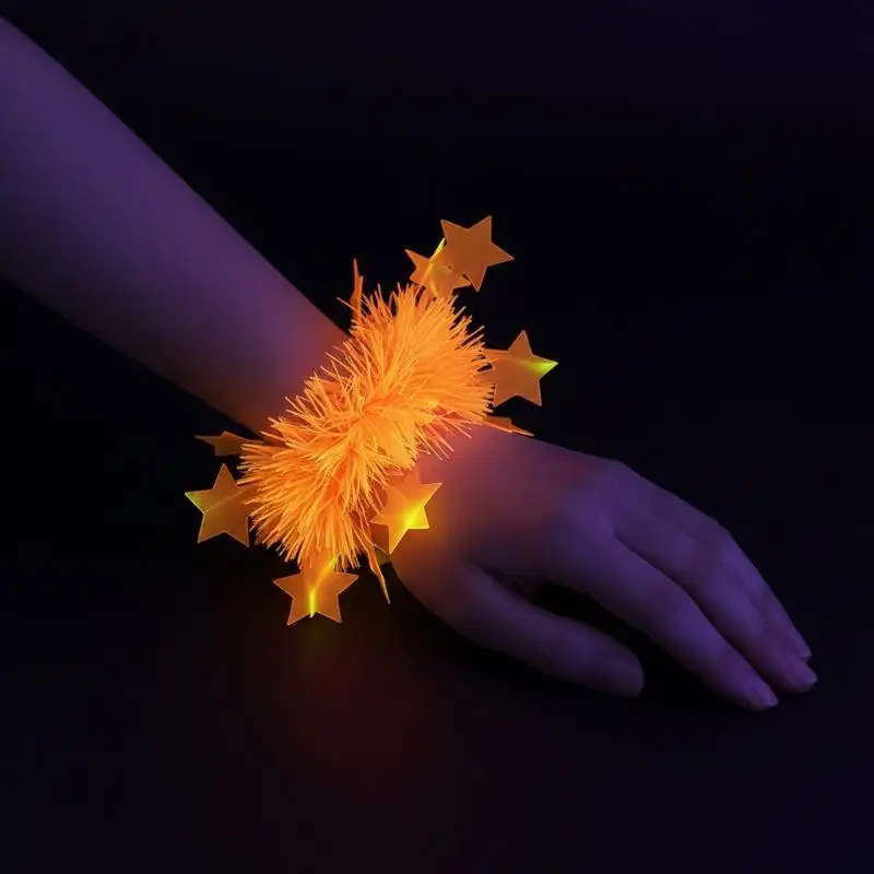 UV Reactive Neon Glow Star Lei Set Hawaiian Flower Leis with Bracelets for Wedding Pool Party - view 3