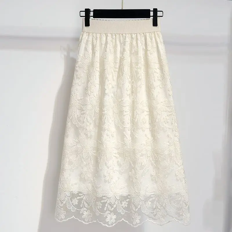 

Lace Skirt for Women 2026 New Style Super Fairy Versatile High-rise Mesh Embroidered Straight Skirt Slim and Slim