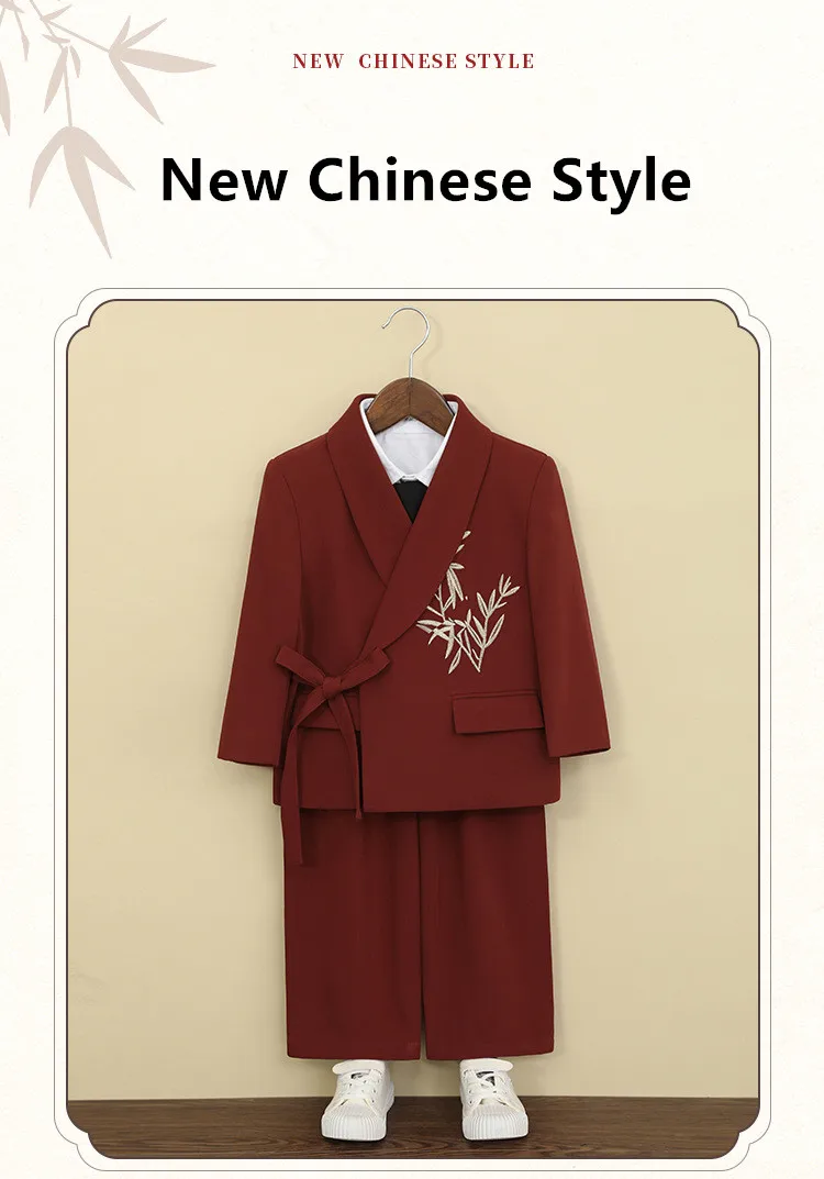 Anzug-Set für Jungen A5055, Kinderkostüm für Bühnenauftritte, Partys, Laufstegshows, Blazer für Blumenjungen, formelles Outfit für Geburtstagsfeiern – Detail 3