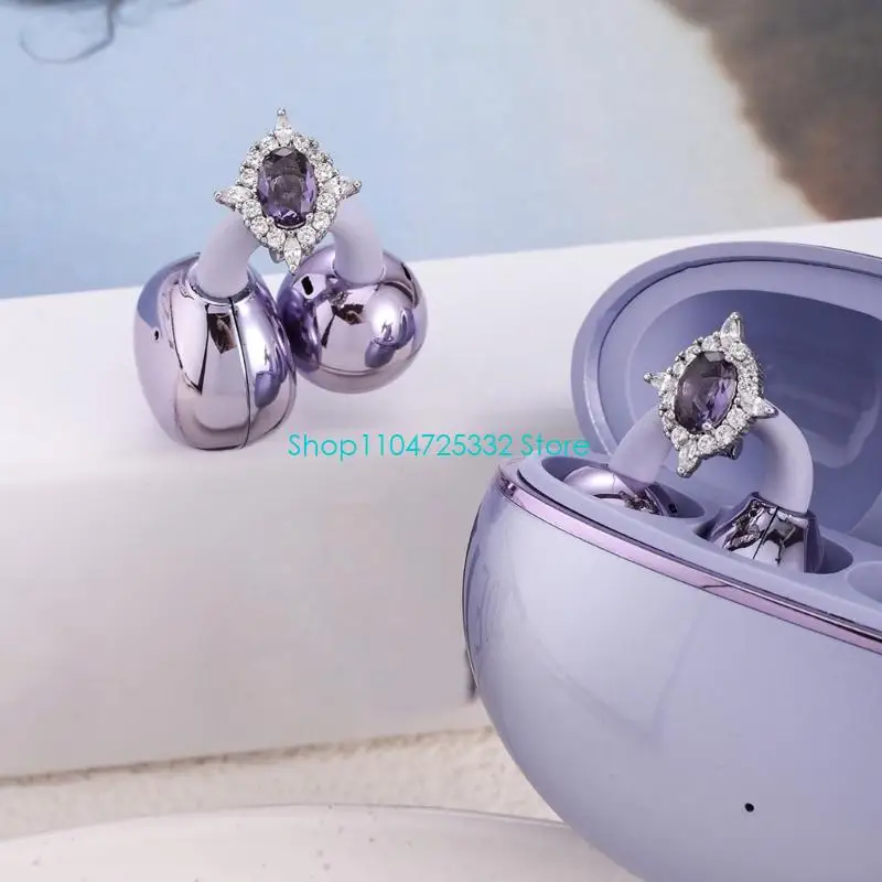 ملحق سماعة أذن دوار مانع للانزلاق P5EA يتميز بتفاصيل أحجار كريمة أرجوانية مزخرفة