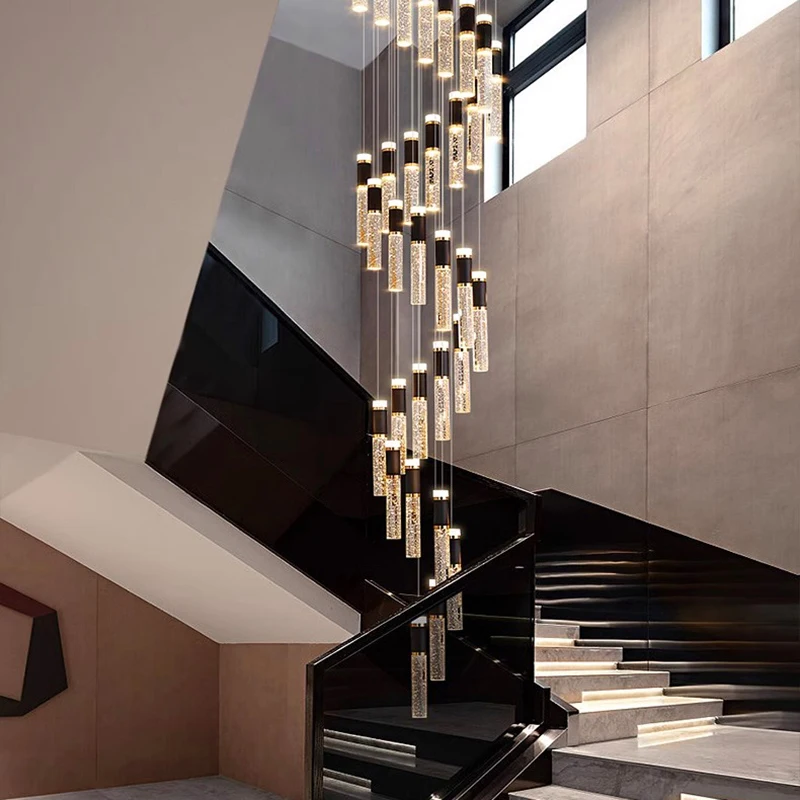 Imagem -03 - Modern Crystal Chandelier For Home Decoration Stair Pendant Lamp Living Room Pendant Lights Iluminação Interior