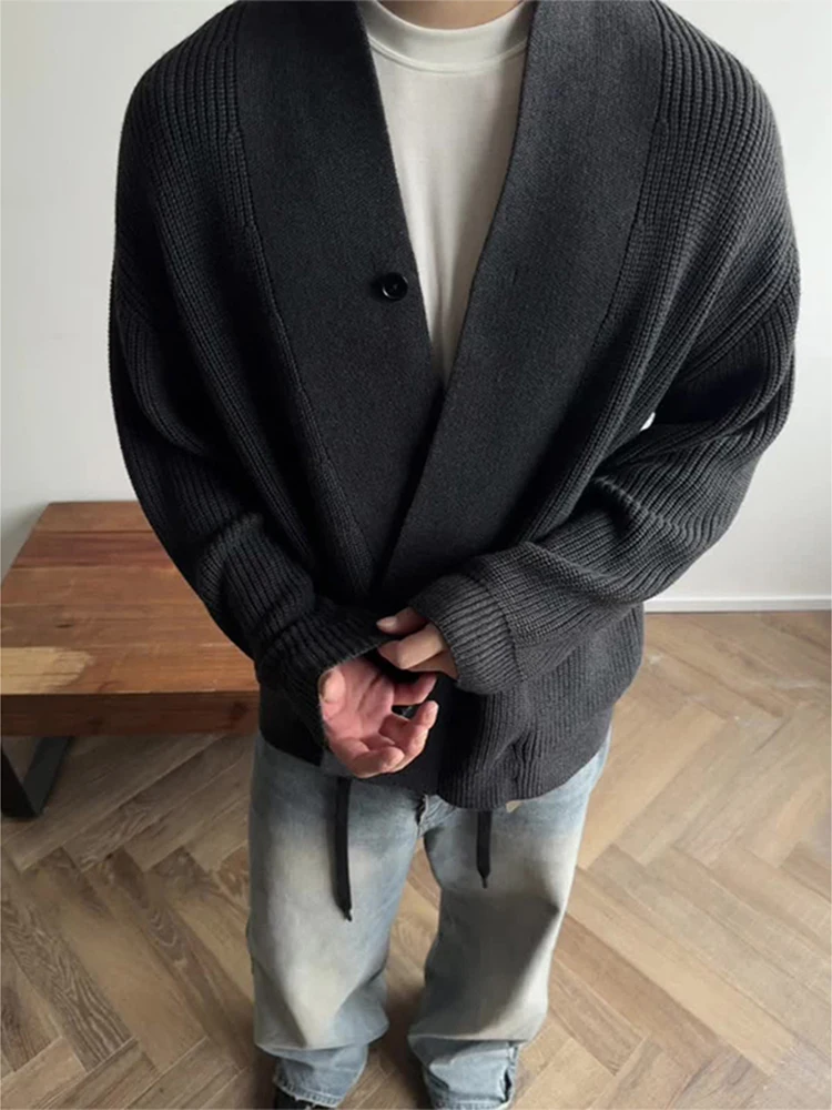 

Мужской свободный вязаный кардиган на весну-осень, повседневный, комфортный, в стиле Old Money, свободного кроя, бренд Tao Phi, с длинными рукавами