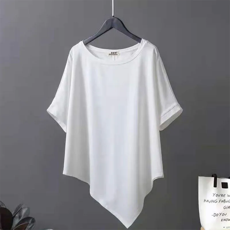 Summer Women Irregular Oversized T-shirt Koreon Clothing Fashion Female Short Sleeve Tees All-match Loose Pullover Casual Tops