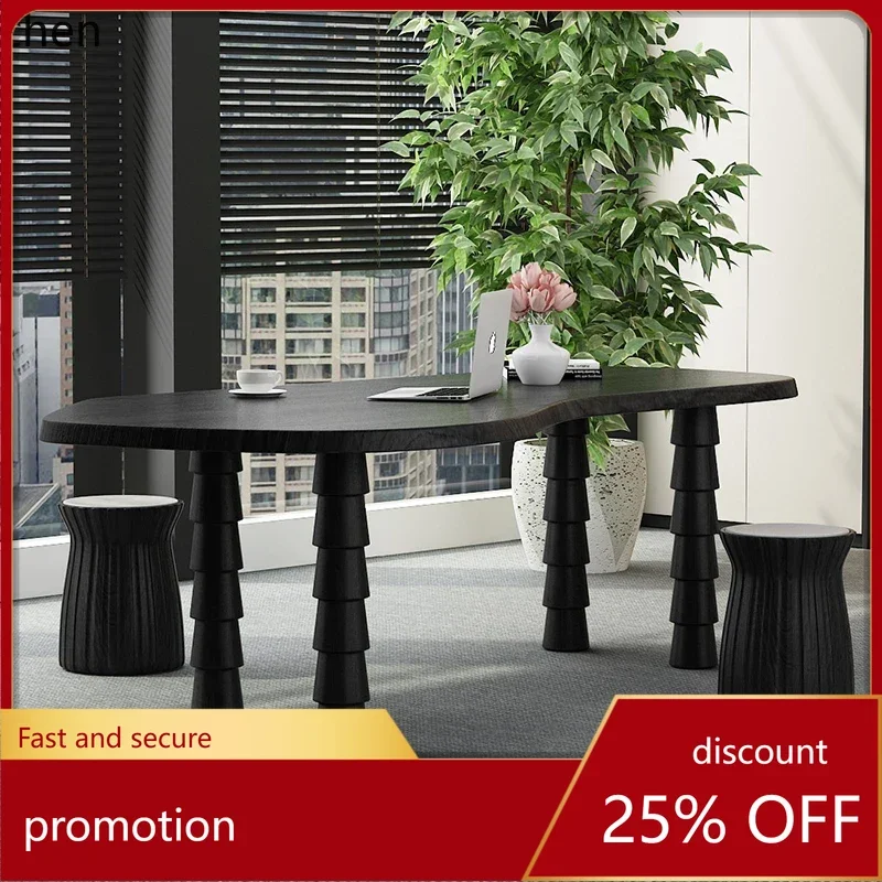 HXL solid wood computer desk home writing desk long table personality irregular desk