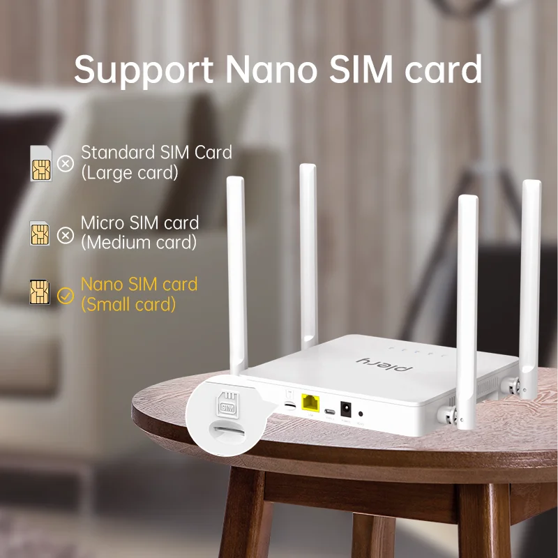 

Plrey 4G CAT4 WiFi6 Router For Outdoor IP Camera/CPE 300Mbps LTE Type-C/DC Power 2*5dBi Dual Antenna Support 16 Devices