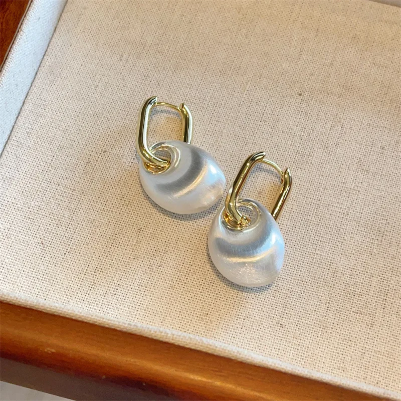 Vintage Geometric Brushed Metal Irregular Pendant Earrings for Women Gold Silve Mix Color Fashion Accessories Daily Jewelry