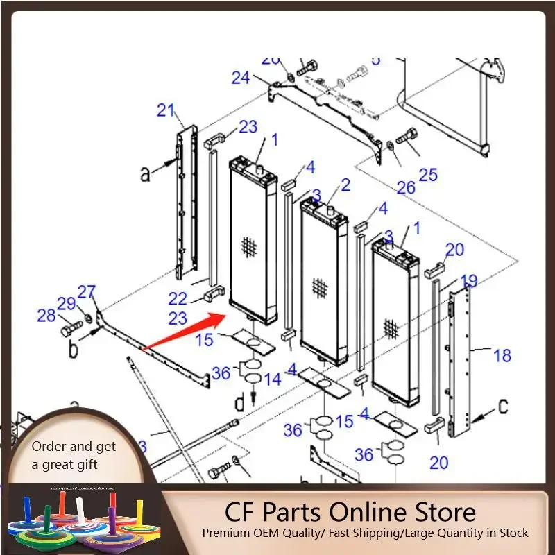 

Water Tank Radiator 17A-03-51111 17A-03-52510 for Komatsu D155AX-7 Bulldozer