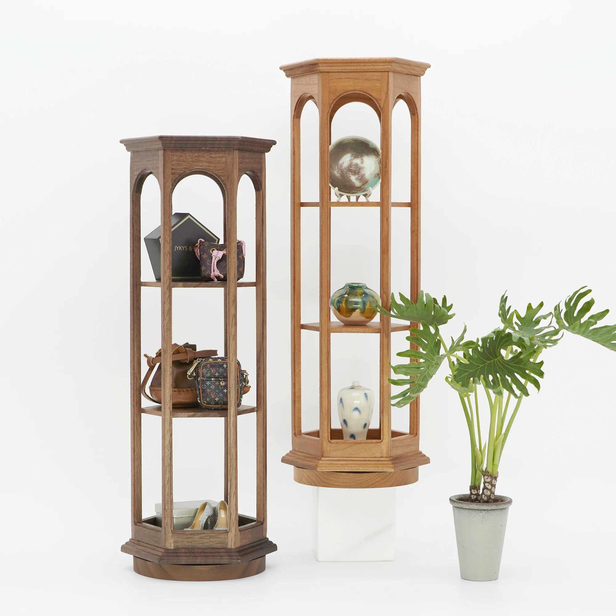 1/6 doll house bjd blythe miniature toy solid wood Rotating display stand