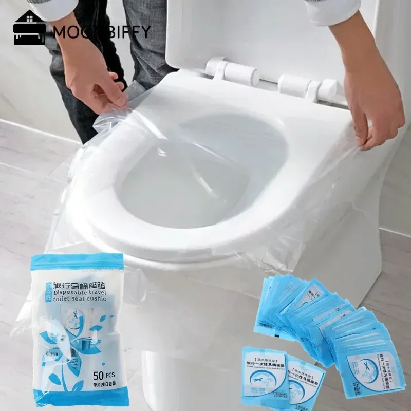 50pc/100pc/200 pcs Portable Disposable Toilet Seat Covers - 100% Waterproof and Hygienic for Travel/Camping