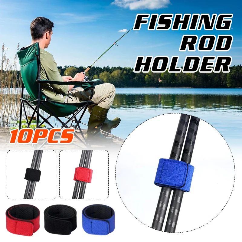 

10Pcs Adjustable Fishing Rod Strap Pole Holder Fastener Ties Wrap Band Tackle Magic Strap Outdoor Fishing Gear Lure Accessories