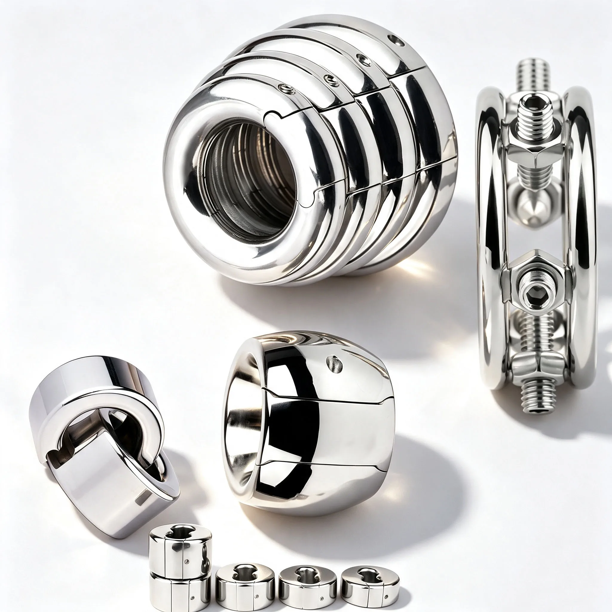 QKKQ Stainless Steel Testicle Stretcher Rings Dick Bondage Penis Ring Cock Restraint Cock Weighted Exercise Men Intimate Games