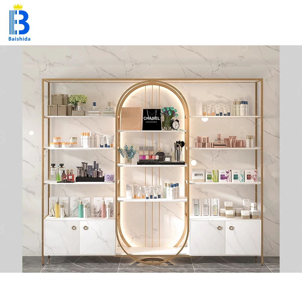 Custom.Skin Care Store Display Rack Salon Store Display Cabinet Custom Shopping Mall Furniture Window Design