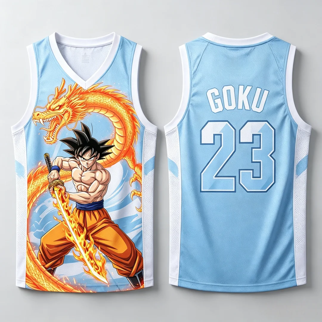Dragon Ball Goku Samurai Shenron Basketball-Trikot für Herren, 3D-Druck, Sportweste, Anime-Streetwear-Tanktop, passende Familien-Outfits – Detail 7