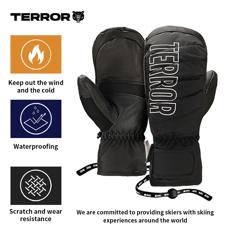 

TERROR 2023 Snowboard Gloves Men Women Waterproof Thick Insulation Windproof Professional Protective Equipment Winter Sports