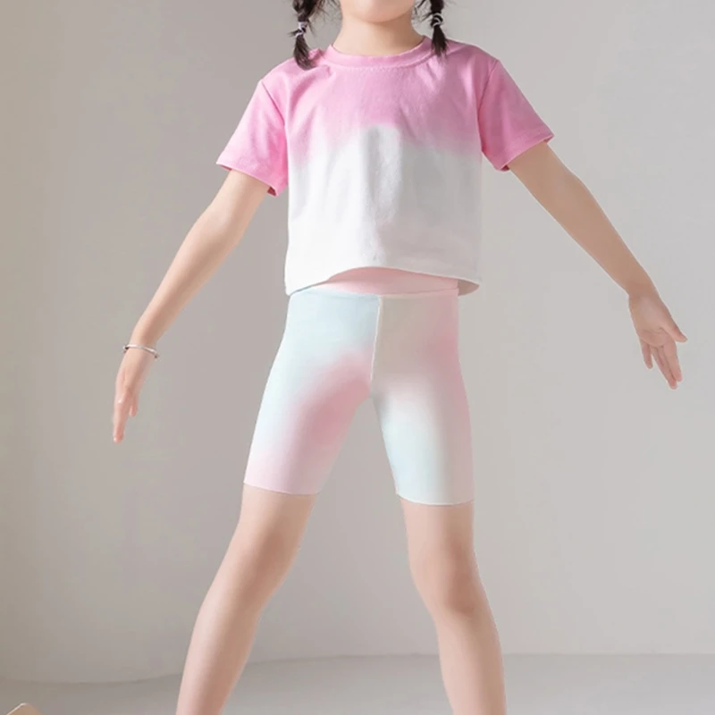 Schnell trocknende Sport-Leggings für Kinder mit hoher Taille, elastischem Druck, für Kinder, Training, Fitnessstudio, Shorts für 3–13 Jahre alte Mädchen, Workout-Leggings